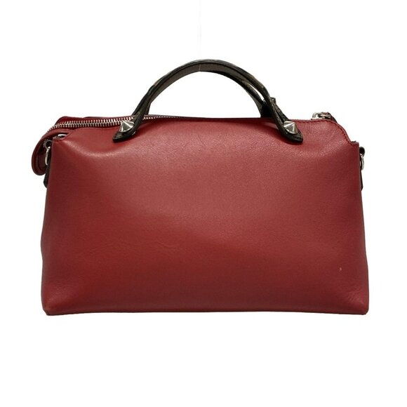 Auth FENDI By The Way 8BL124 Red Brown Black Leather Handbag - Picture 2 of 16